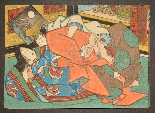 Ishiyama Temple: Adoring Lovers by Kuniyoshi, Woodblock Print