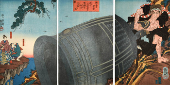 Benkei Dragging Off the Great Bell of Miidera by Kuniyoshi, Woodblock Print