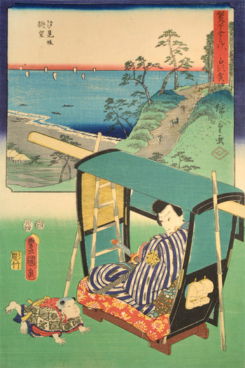 Shirasuka by Hiroshige & Toyokuni III, Woodblock Print
