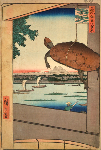 Mannen Bridge at Fukagawa by Hiroshige, Woodblock Print