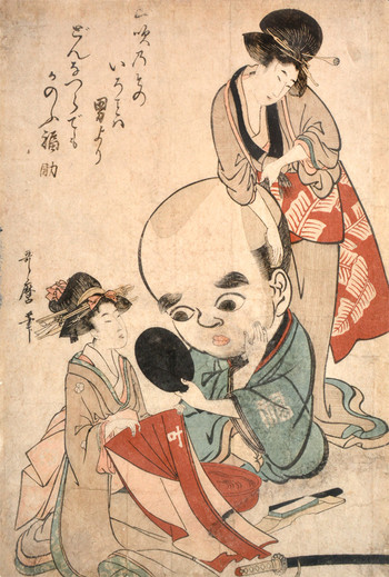 Fukusuke (Bringer of Good Luck) by Utamaro, Woodblock Print