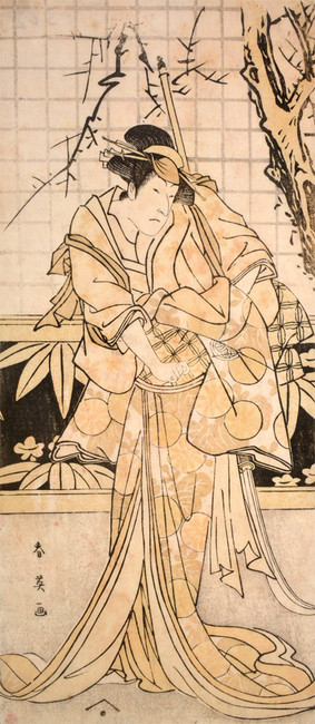 Kabuki Actor in a Female Role by Shunei, Woodblock Print