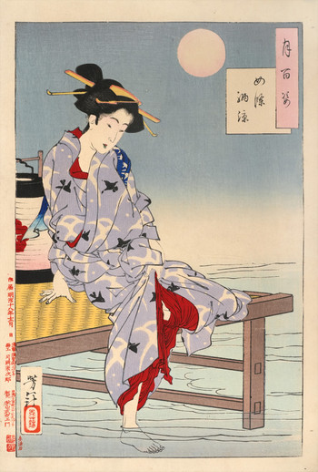 Cooling Off at Shijo by Yoshitoshi, Woodblock Print