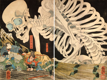 Takiyasha and Skeleton Specter in the Ruined Palace at Soma by Kuniyoshi, Woodblock Print