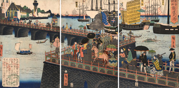 The Great Port at London, Britain by Hiroshige II, Woodblock Print
