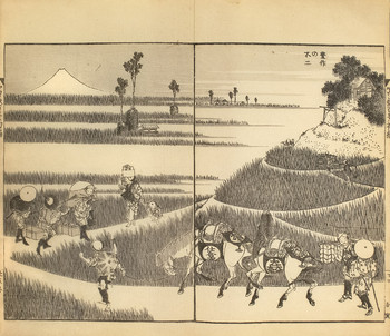 Fuji in a Good Harvest by Hokusai, Woodblock Print