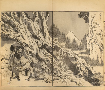Fuji in the Mountains by Hokusai, Woodblock Print