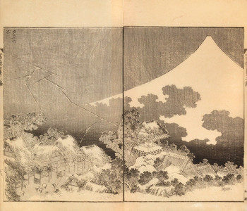 Fuji in a Thunderstorm by Hokusai, Woodblock Print