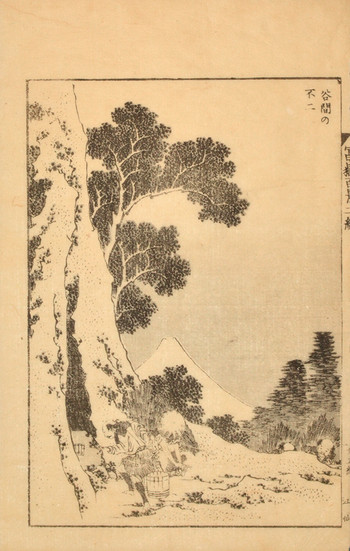 Fuji in a Valley by Hokusai, Woodblock Print