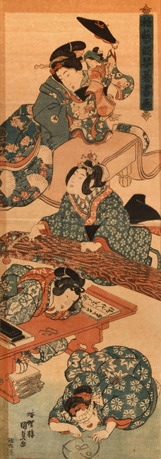 Children's Accomplishments: The Four Arts by Kunisada, Woodblock Print