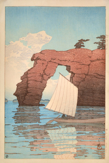 Zaimoku Island, Matsushima by Hasui, Woodblock Print