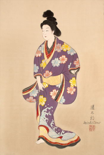 Woman in Flowered Kimono, Painting