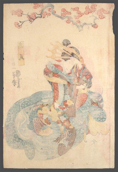 Kabuki Actor Onoe Kikujiro II as the Courtesan Miuraya Takao by Kuniyoshi, Woodblock Print