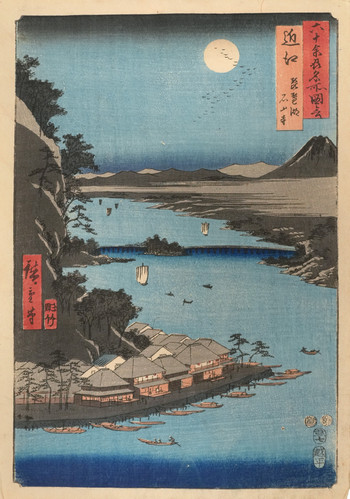 Omi Province, Lake Biwa, Ishiyama Temple by Hiroshige, Woodblock Print