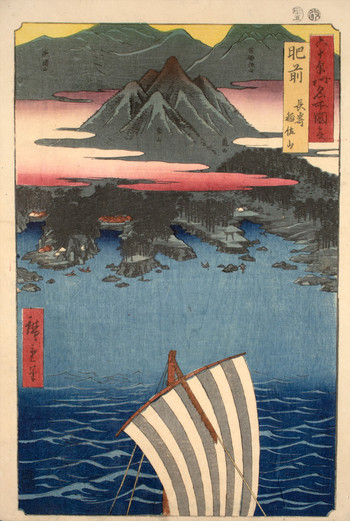 Hizen Province, Nagasaki, Mount Inasa by Hiroshige, Woodblock Print