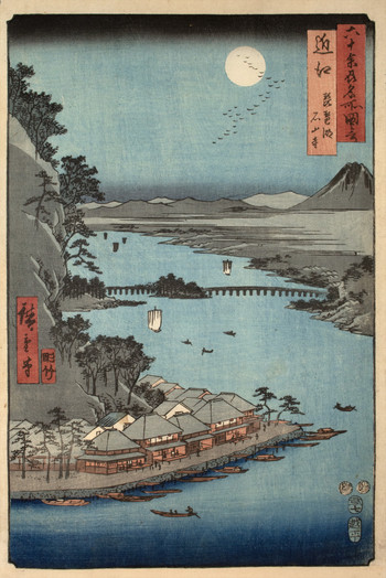 Omi Province, Lake Biwa, Ishiyama Temple by Hiroshige, Woodblock Print