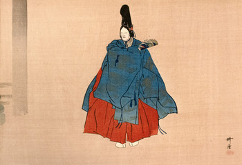 Hotoke no Hara: HotokeGozen dances in a priest's dream by Kogyo, Woodblock Print