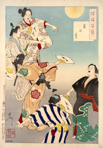 Obon Festival Moon by Yoshitoshi, Woodblock Print