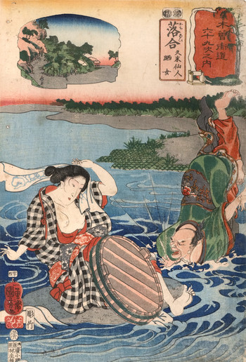 Ochiai: Kume Sennin and the Washerwoman by Kuniyoshi, Woodblock Print