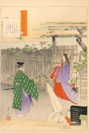 Chapter 4: The Twilight Beauty (Yugao) by Gekko, Woodblock Print