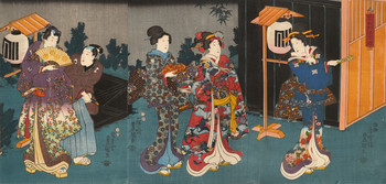 The Shoots of the Princess Pine, the Shimmer of Hot Air over the Moor by Toyokuni III, Woodblock Print