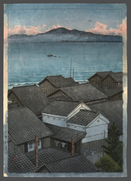 Okitsucho in Suruga Province by Hasui, Watercolor