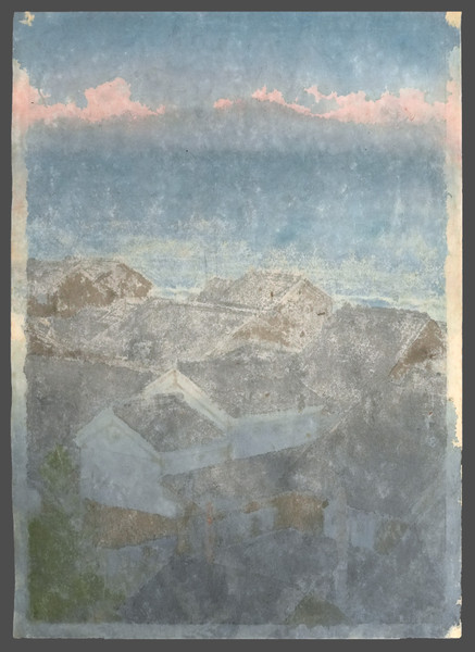 Okitsucho in Suruga Province by Hasui, Watercolor