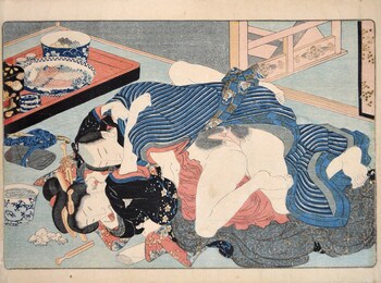 Couple Making Love by Kunisada, Woodblock Print
