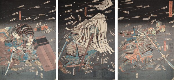 The Last Stand of the Kusunoki Clan at Shijo Nawate by Kuniyoshi, Woodblock Print