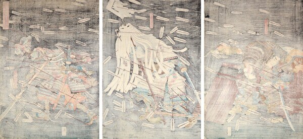 The Last Stand of the Kusunoki Clan at Shijo Nawate by Kuniyoshi, Woodblock Print