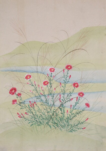 Pink and Pampas Grass by Unsigned / Unknown Artist, Painting