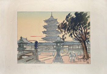 Tenno Temple Pagoda by Unsigned / Unknown Artist, Woodblock Print
