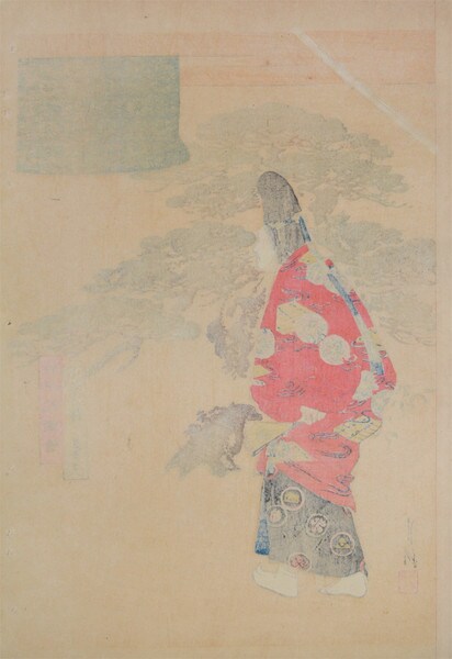 Flower Temple Bell: Noh Play Dojoji by Gekko, Woodblock Print