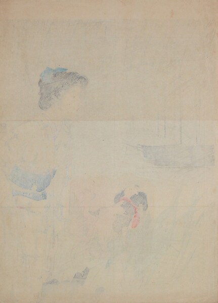 Beauty and Dog Viewing Ship by Kaburagi, Kiyokata, Woodblock Print