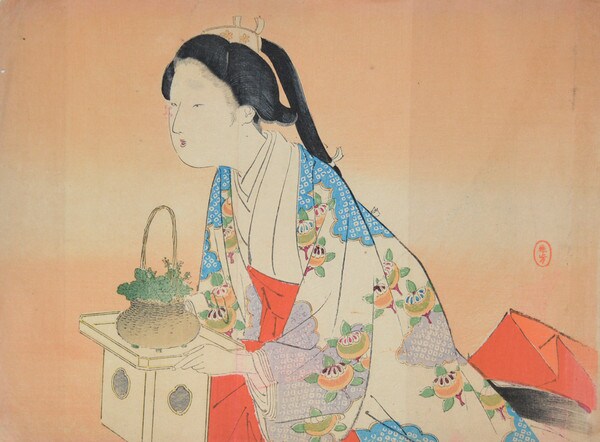 Sign of Spring by Toshikata, Woodblock Print