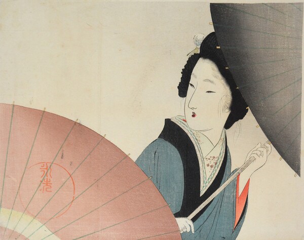 Drizzling Rain (Samidare) by Tomioka, Eisen, Woodblock Print