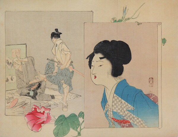 Morning Glory by Tomioka, Eisen, Woodblock Print