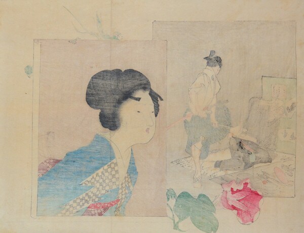 Morning Glory by Tomioka, Eisen, Woodblock Print