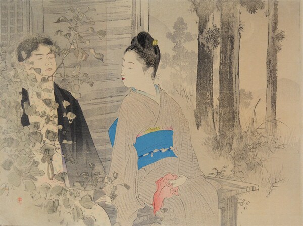 Shinobi Oto: Whispering Sound by Toshikata, Woodblock Print