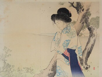 Evening Plover (Novel by Nagai Kafu) by Toshikata, Woodblock Print
