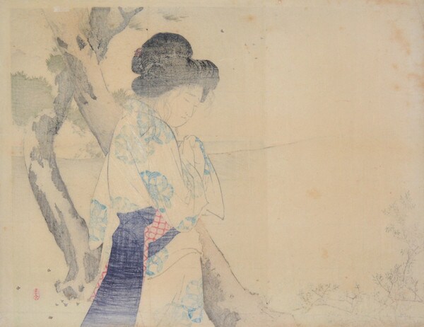 Evening Plover (Novel by Nagai Kafu) by Toshikata, Woodblock Print