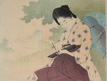 Outdoor Sketch by Toshikata, Woodblock Print
