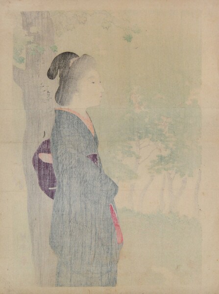Lady in Summer by Terasaki, Kogyo, Woodblock Print