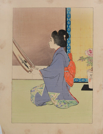 Spring Preparations by Terasaki, Kogyo, Woodblock Print