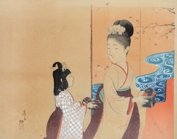 Hina Matsuri (Doll Festival) by Tomioka, Eisen, Woodblock Print