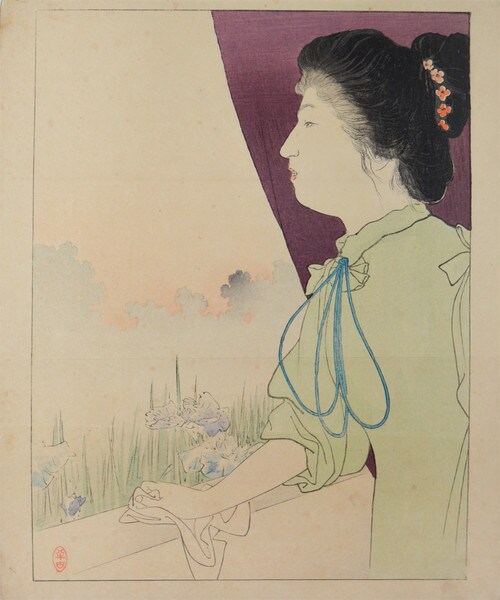 View from a Window by Kajita, Hanko, Woodblock Print