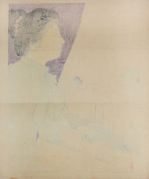 View from a Window by Kajita, Hanko, Woodblock Print
