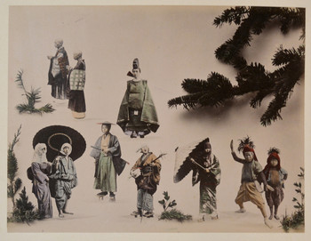 Japanese Figures and Pine Boughs by Unsigned / Unknown Artist, Photography