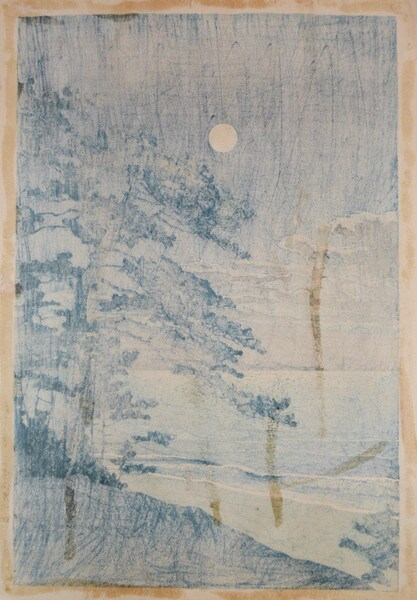 Spring Moon over Ninomiya Beach by Hasui, Woodblock Print