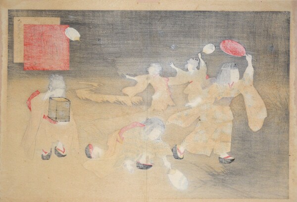 Catching Fireflies by Miyagawa, Shuntei, Woodblock Print